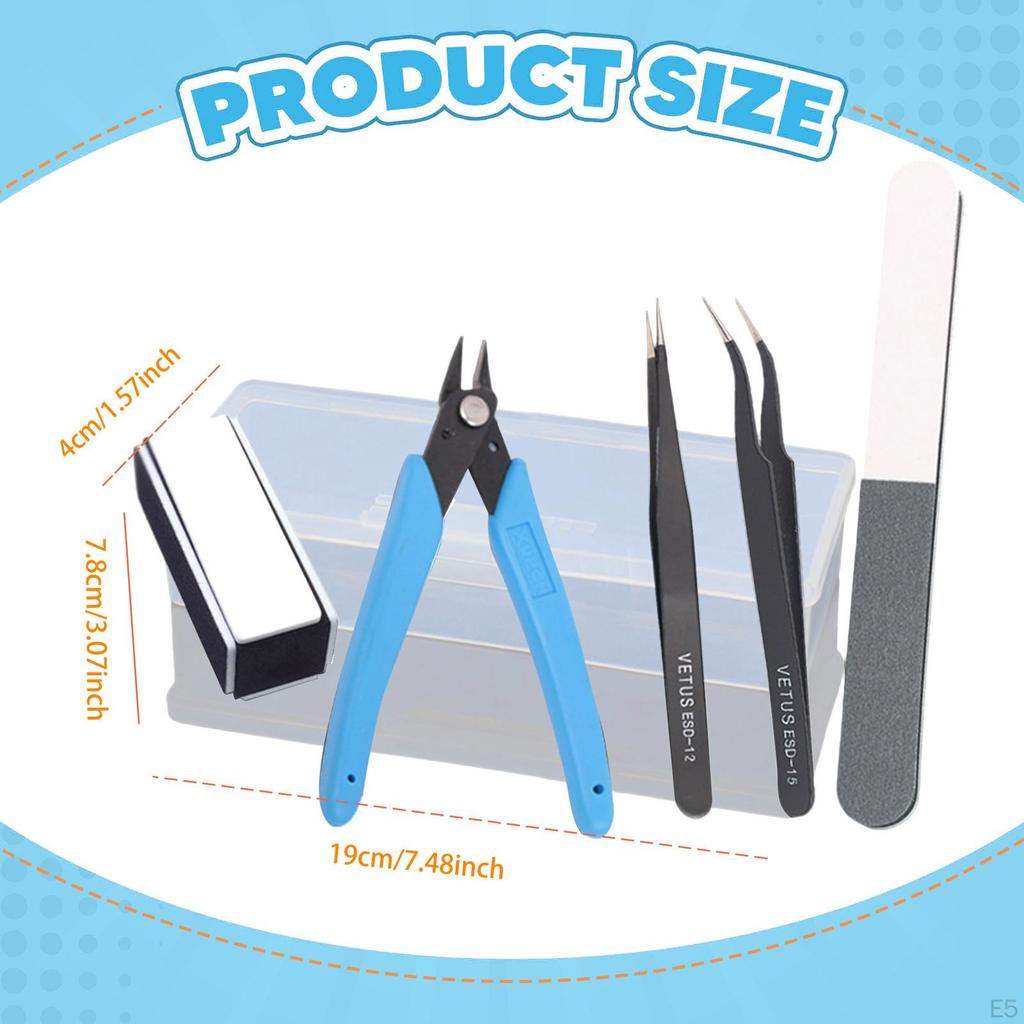 5 Pieces Model Tools Kit Hardware Basic Set for Building Deep Blue Pliers