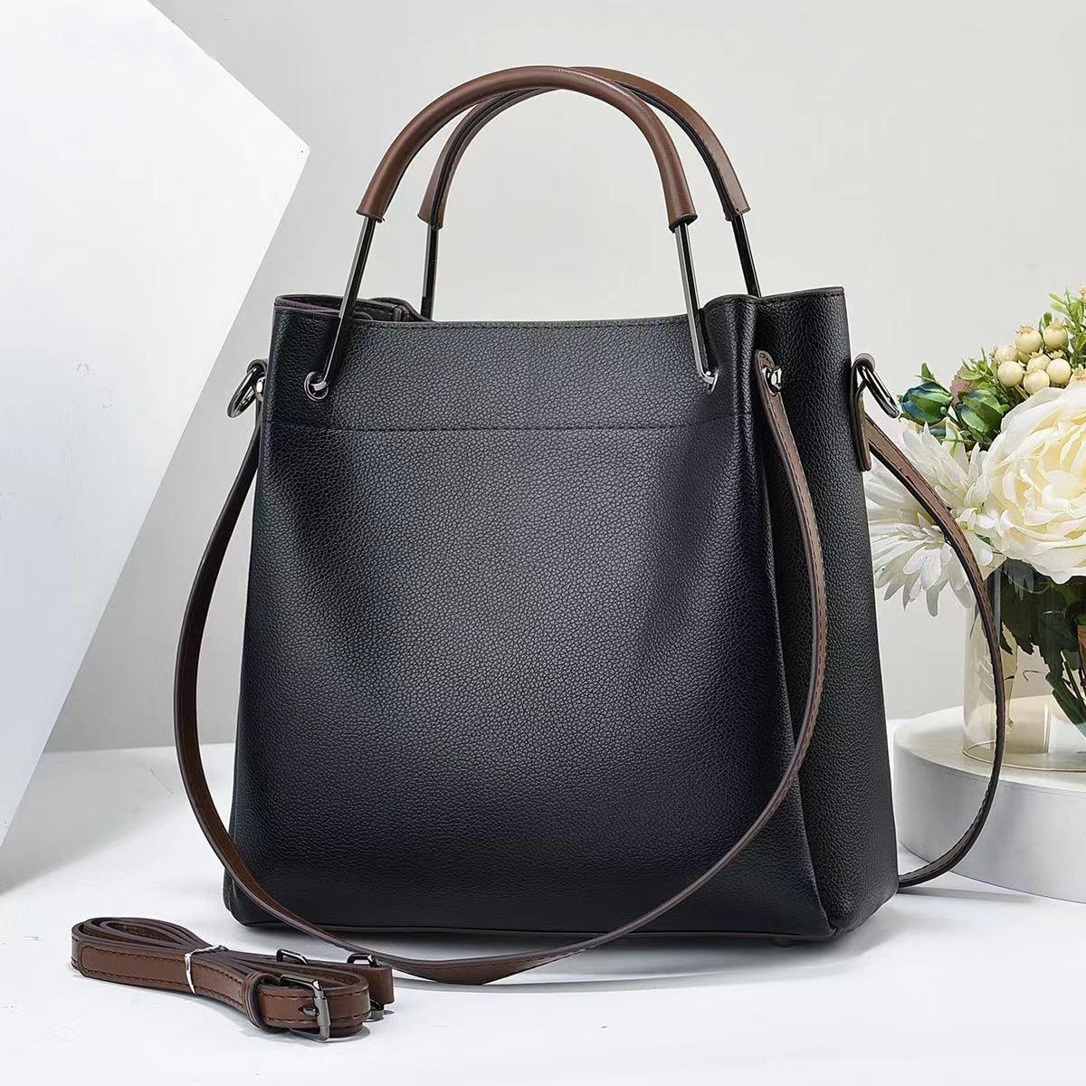 

Текстурированная ретро-сумка через плечо женская сумка большой вместимости уличный стиль сумка-тоут 27*13*27 чёрный