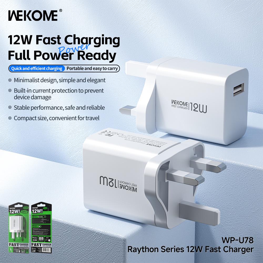 Wekome Thor 12W Fast Charger for Apple & Huawei Phones, 5V/2.4A Compatibility