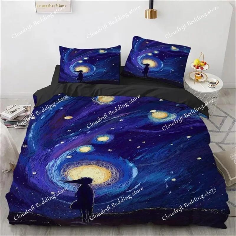 Van Gogh Ελαιογραφία Σετ Κλινοσκεπασμάτων Queen King Size Διακόσμηση Υπνοδωματίου Πάπλωμα Και Μαξιλαροθήκη Οικιακό Υφασμα