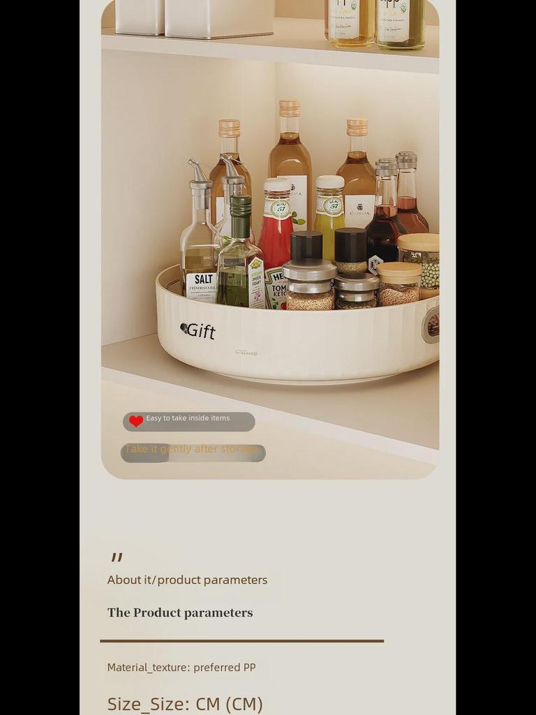 Rotatable Large-Capacity Kitchen Seasoning Rack with Multifunctional Desktop Storage