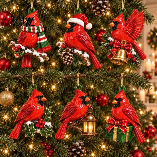 Weihnachtsgeschenk für Freunde Roter Vogel Weihnachtsbaumschmuck, Acryl Hängedekoration Dekorative Ornamente Zuhause Feiertag, Festlicher Anhänger Party Kamin,