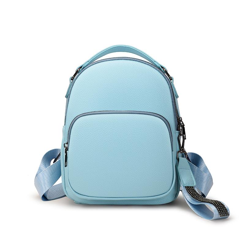 New Women's Backpack Soft Leather Texture Small Square Bag Simple Large Capacity Handbag Casual Front Travel Bag