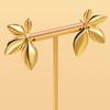 Fashion Temperament Stainless Steel Gold Color Shiny Surface Flower Petals Leaves Stud Earrings for Women Jewelry Accessory Gift