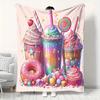Flannel Throw Blanket Whimsical Ice Cream & Sweets Fantasy,suitable for sofas,beds,offices,travel,camping chairs,warm blanket
