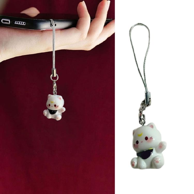 Fashionable Sturdy Resin Cats Pendant Phone Charm Keychain for Girls Perfect for Decorating Bags and Backpacks Ornament