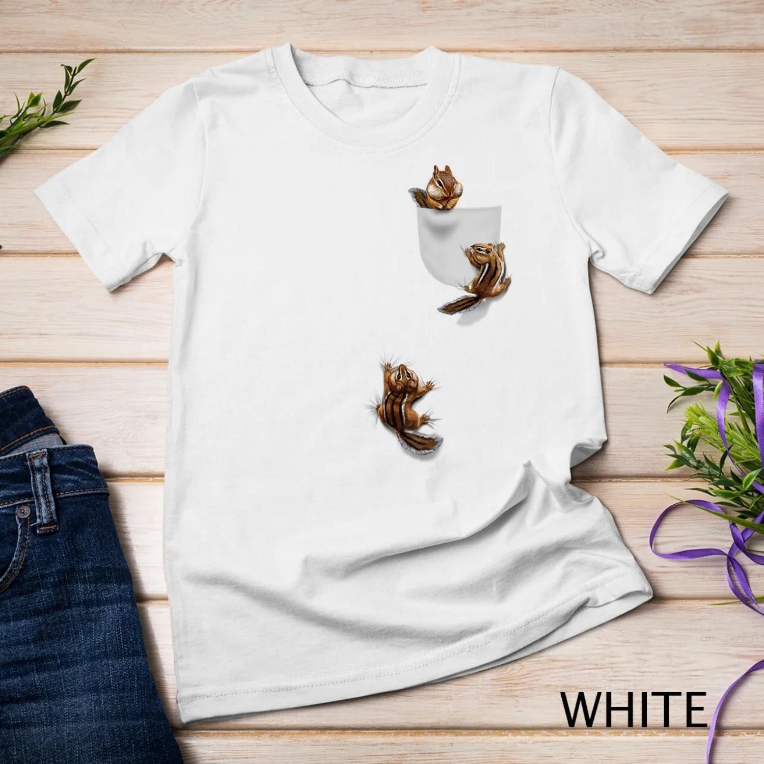 

Cute Squirrel Playing Climbing in Pocket Chipmunk T shirt XXXXXL білий