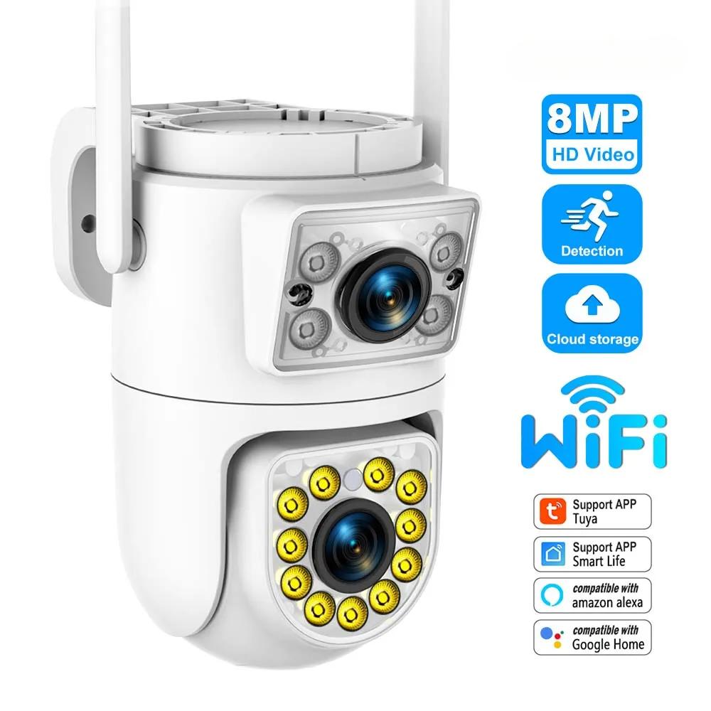 

4K 8MP Tuya Wi-Fi На відкритому повітрі Dual Lens PTZ Security 2.4G/5G Smart IP Camera CCTV Відеоспостереження Alexa Google Home 6MP Tuya Camera