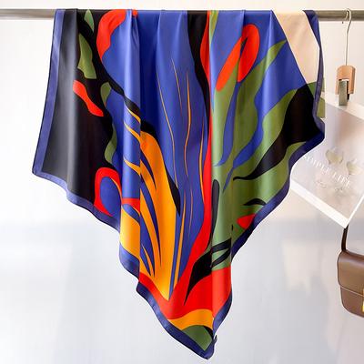 90X90Cm Luxury Women New Twill Silk Big Square Scarf Shawl Fashion Printed Design Summer High Quality Ladies Sunscreen Scarves