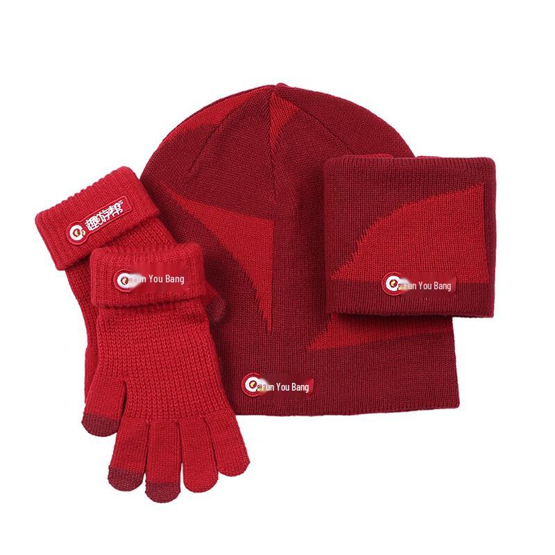 Теплый зимний набор: шапка, шарф и перчатки для улицы