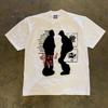 American High Street Double Silhouette Printed Short Sleeved Mens And Womens Loose Hiphop Retro Round Neck Couple Tshirt