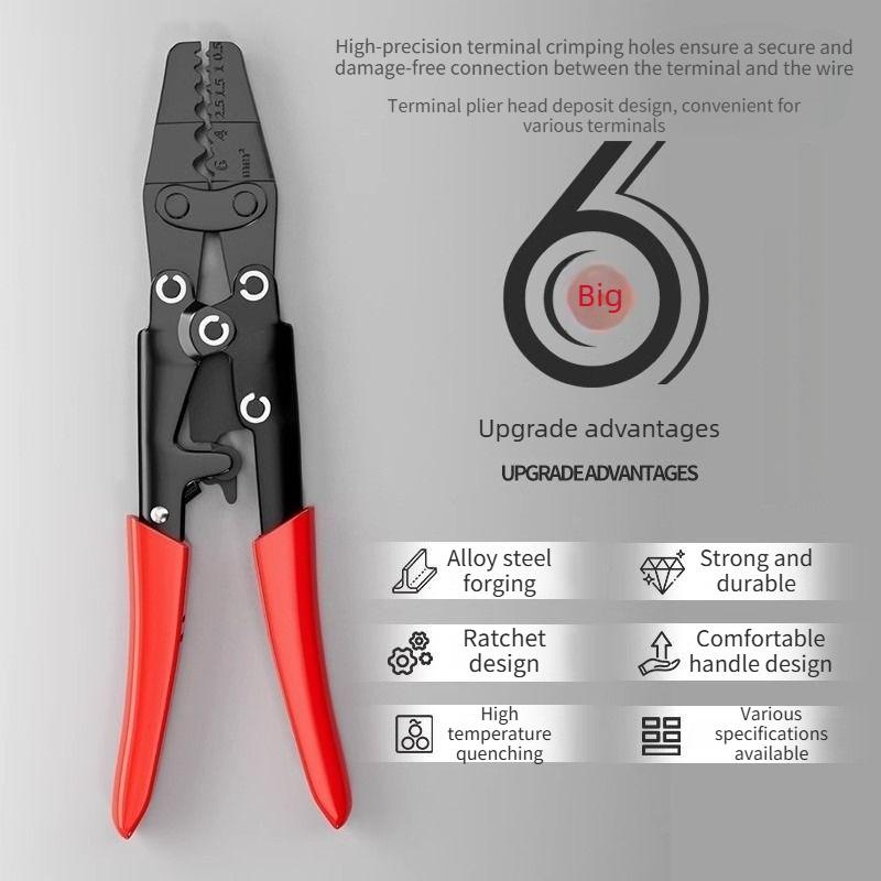 Ratchet wire pressing pliers, wire pressing pliers, cold pressing terminal pliers, bare terminal OTUT wiring pliers
