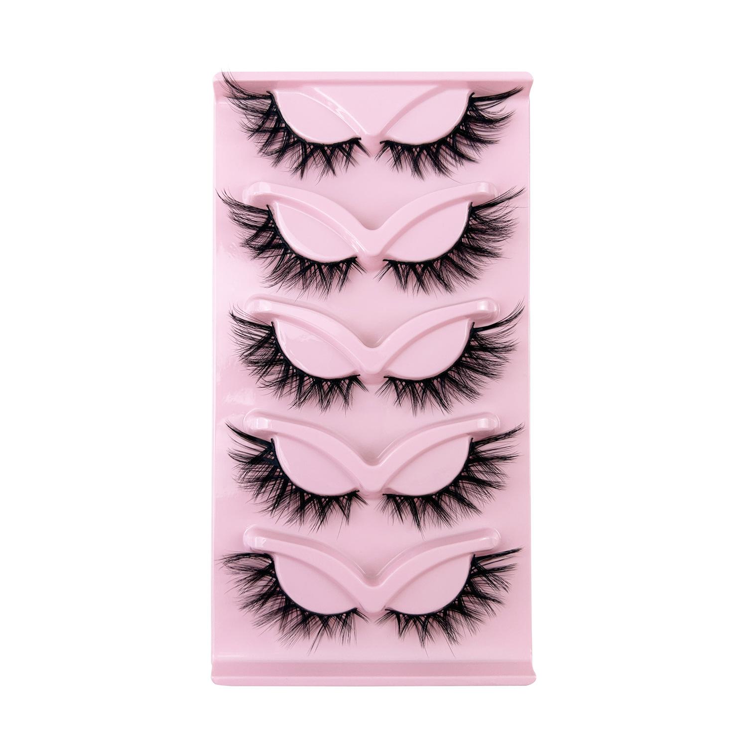 5 pairs of oblique flying fox eyes curled fox 3D fluffy eye tail lengthened cat eye false eyelashes whole