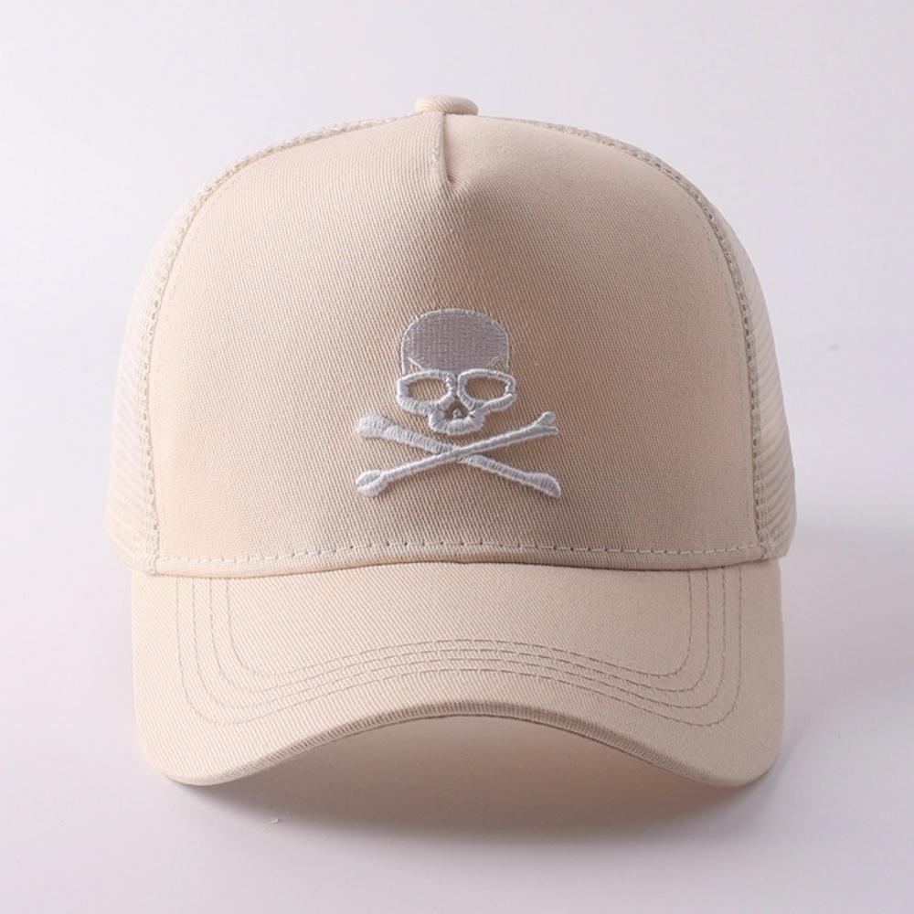 Minimalist Retro Skull Embroidery Baseball Cap Hip Hop Mesh Hat for Women and Men,Y2k Punk Style Hat Outdoor Casual Summer