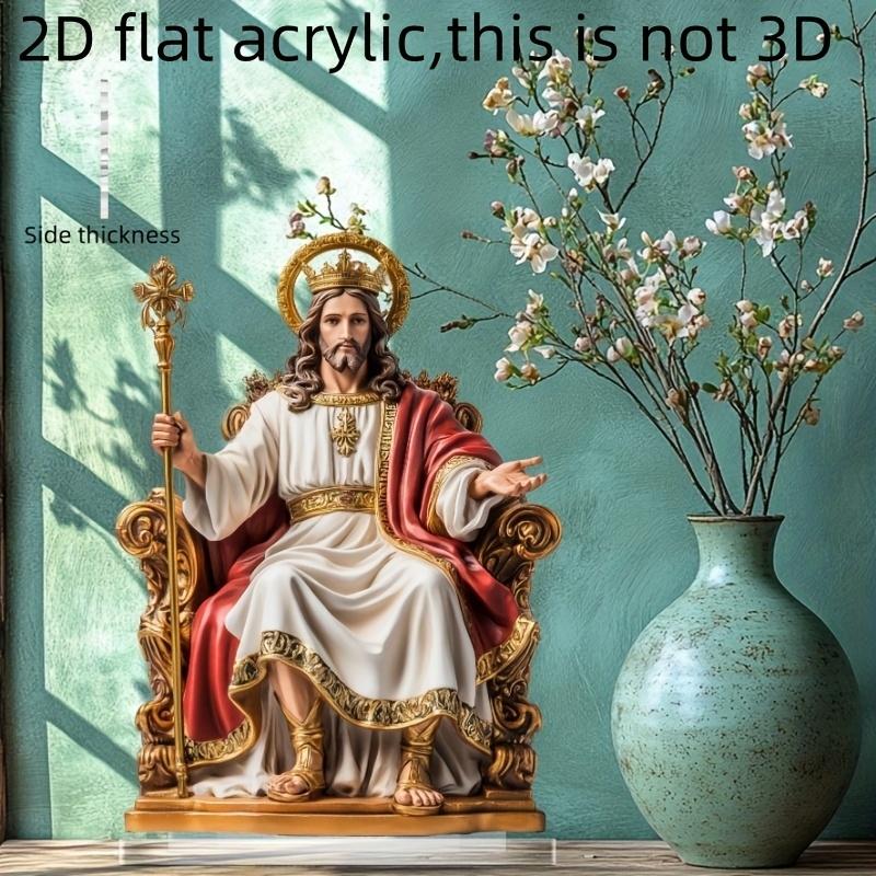 Retro Sacred Acrylic Jesus Figurine 2D Desktop Decoration for Home Office Christian Theme Photo Prop Gifts