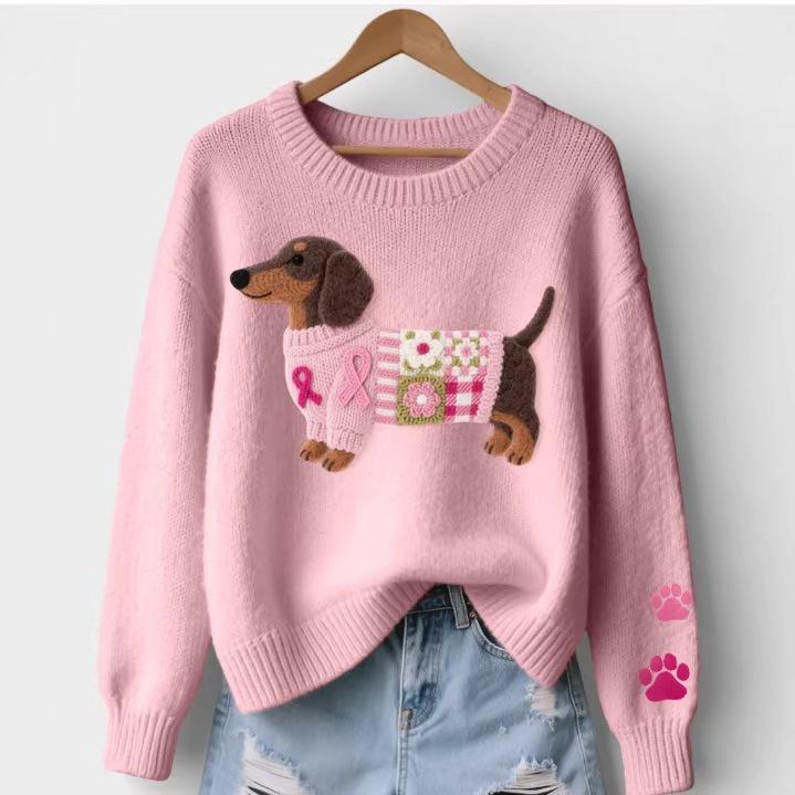 European & American Style Retro Christmas Snowman Jacquard Loose Fit Pullover Hoodie