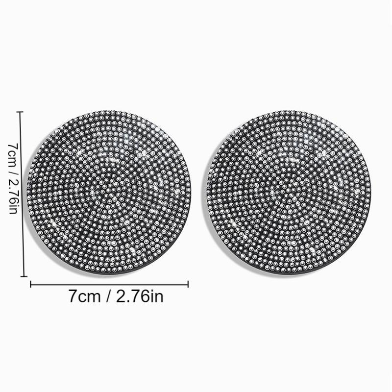2Pcs Multifunctional Car Diamond Coaster Water Cup Slot Non-Slip Mat Silica Pad Cup Holder Mat Interior Decoration Accessories