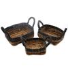 Square Baskets Set of 3 Banana-Leaf Hitam Raffia