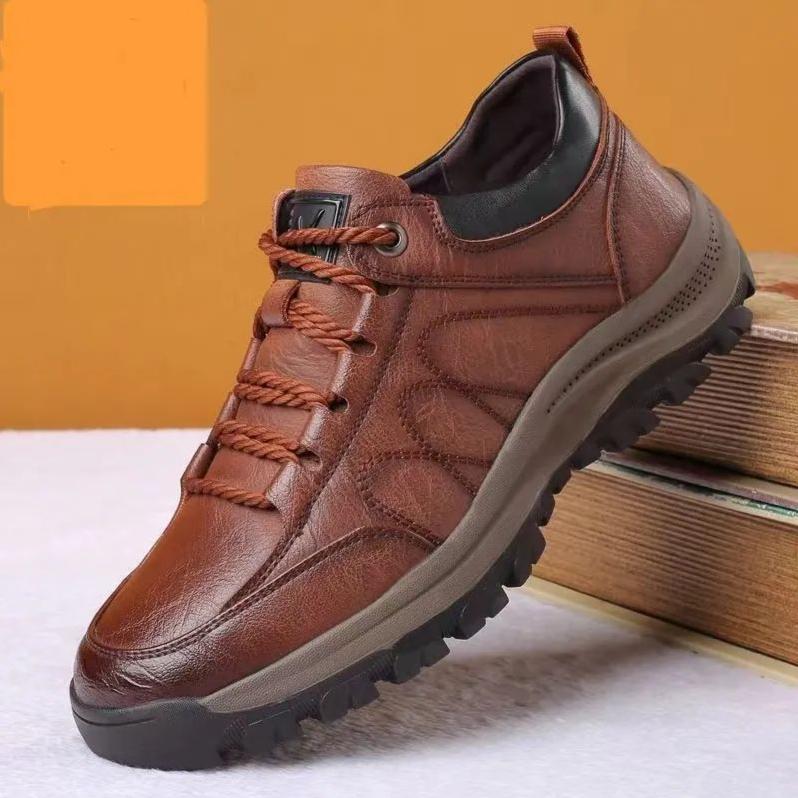 

Осенне-зимняя мужская кожаная обувь, повседневные мокасины, нескользящая мягкая подошва, обувь для пап среднего и пожилого возраста, туфли на плоской подошве 44