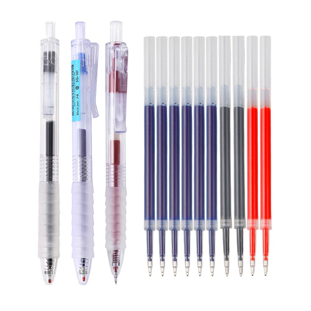 Retractable Gel Pen Set With Pen Refills Red Black Blue Ink for School Students Writing Stationery