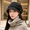 Dame S Vintage Baret Hat Stor Hovedstørrelse Varm Vindtæt Ottkantet Hat
