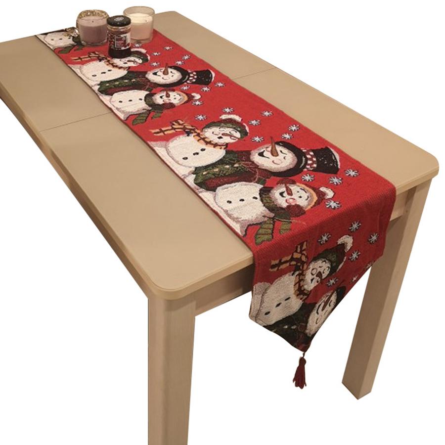 35*180cm Table Cloth Runner Christmas New Year Party Decorations Tablecloth Xmas Snowman