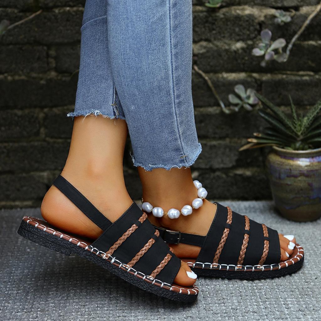 Fashion Women Sandals Summer Summer Fashion Platform Flats Sandals Gladiator Elegant Open Toe Dress Shoes for Women Sandalias De Mujer