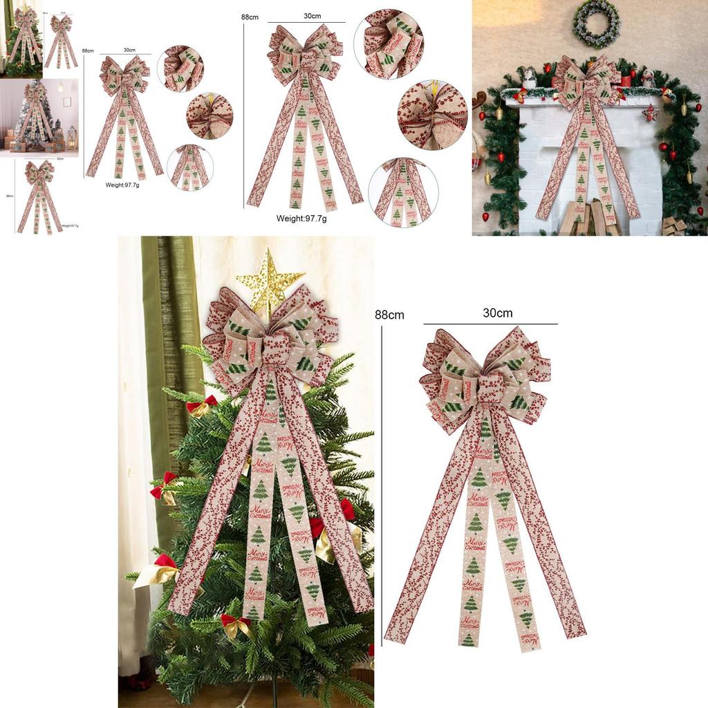 Charming New Fabric Bow For Christmas Tree Decoration In Berry Holiday Style