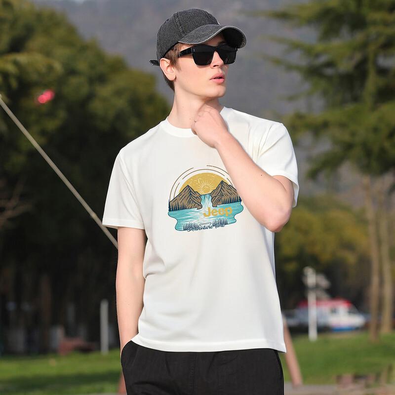 JEEP Men's Solid Casual Drop Shoulder T-shirt