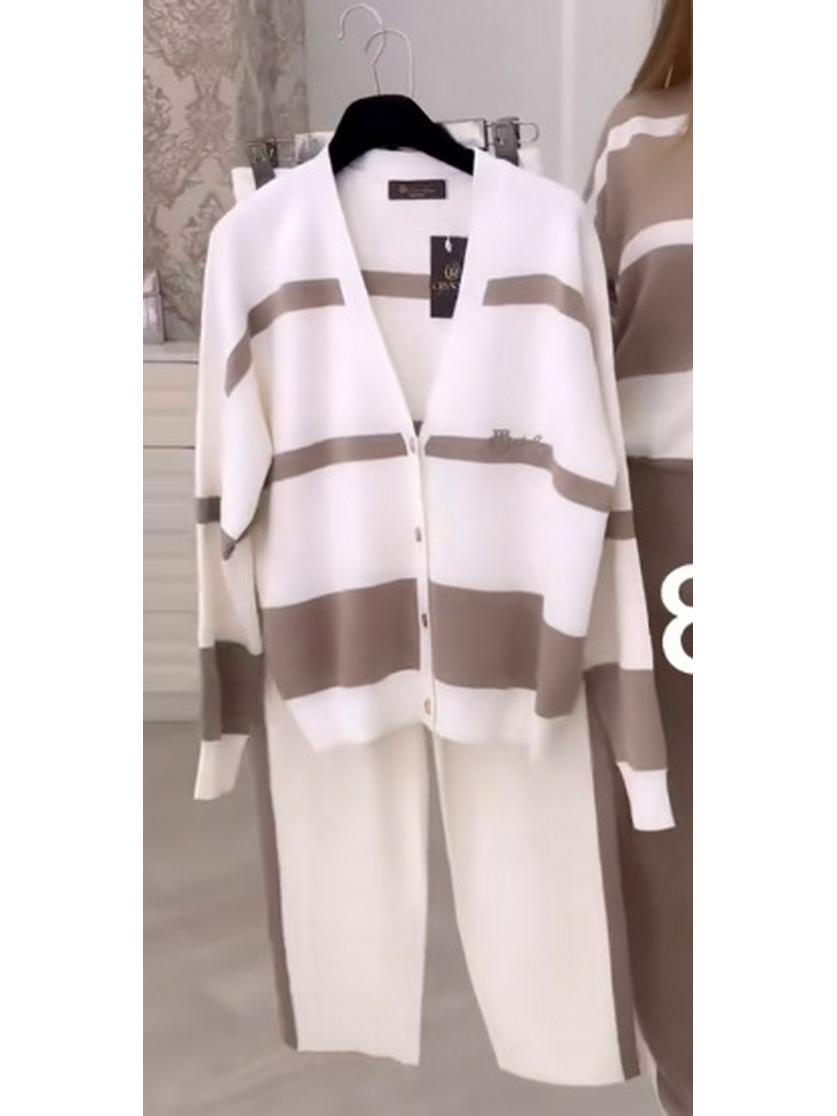 

2026 European Winter Striped Hoodie & Long Pants 2-Piece Set XL белый