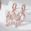 Unique Long Leaf Dangle Earrings For Women Fashion  Rose Gold Color With Natural Zircon Luxury Daily Party Jewelry Gift