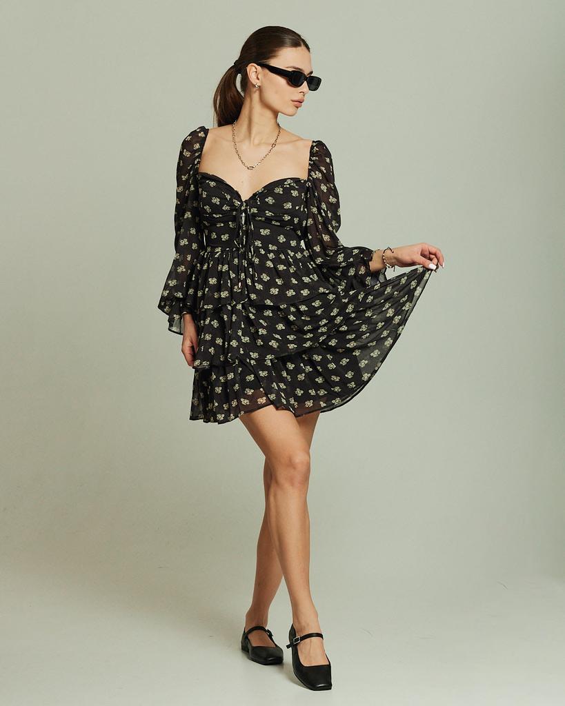 Dress QUZU 31972 S Black-beige Flower