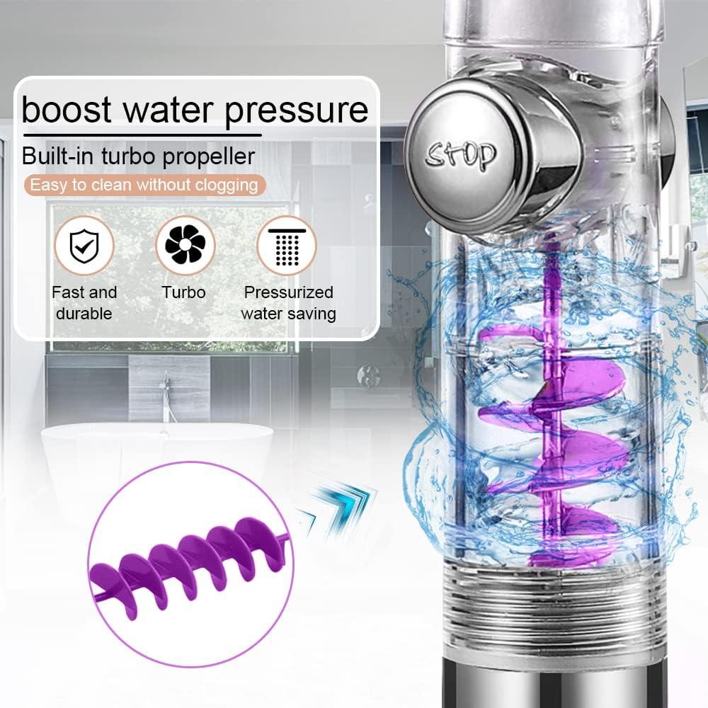 Handheld Turbocharged Pressure Shower Head 3 Modes Propeller Turbo ShowerHead for Detachable with Filter and OneTouch Switch