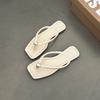 New Seaside Beach Shoes Korean Version of Women's Summer Fashion Flat Bottom Simple Solid Color Pearl Toe Flip-flops Shoes Versatile