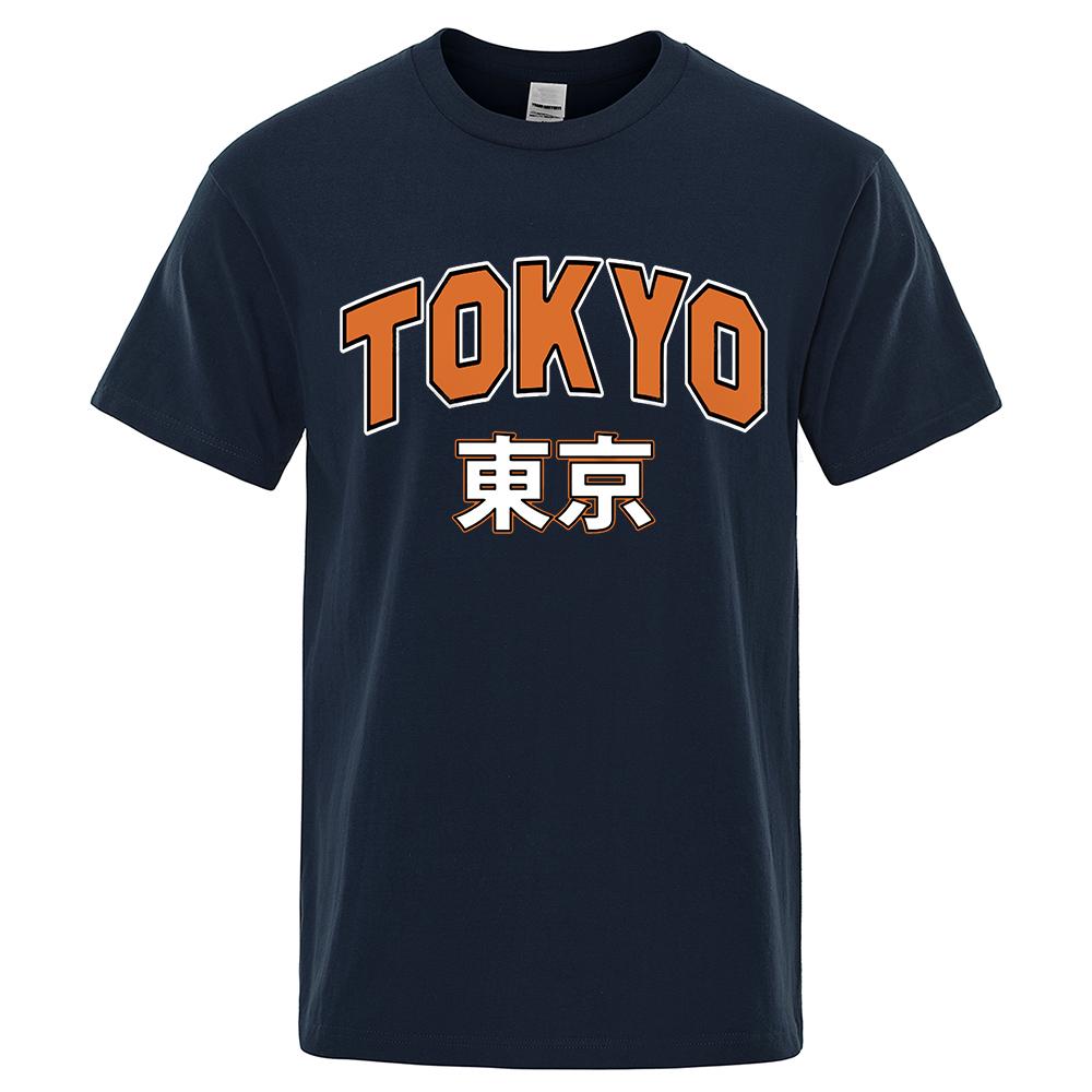 

Эстетический колледж Токио Футболки с принтом букв Мужская футболка оверсайз Свитшот Свободная летняя с коротким рукавом Уличная одежда Хлопковая футболка Мужская 4XL