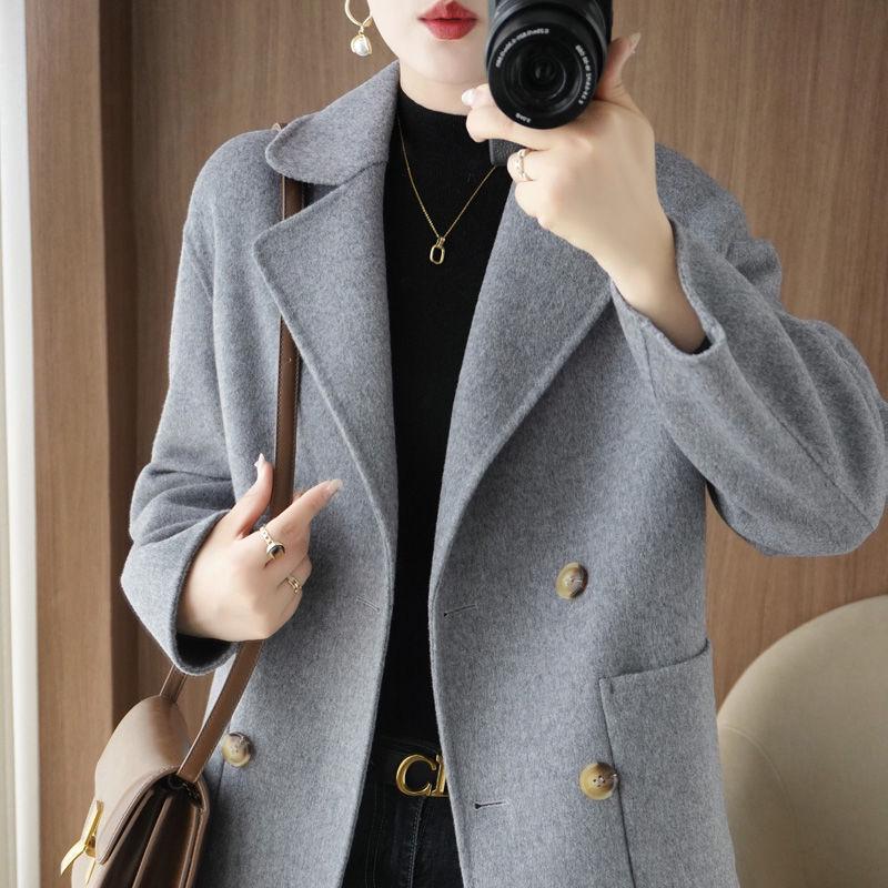 

Petite Wool Double-Faced Short Coat - Loose, Chic Style S 80-110 lbs