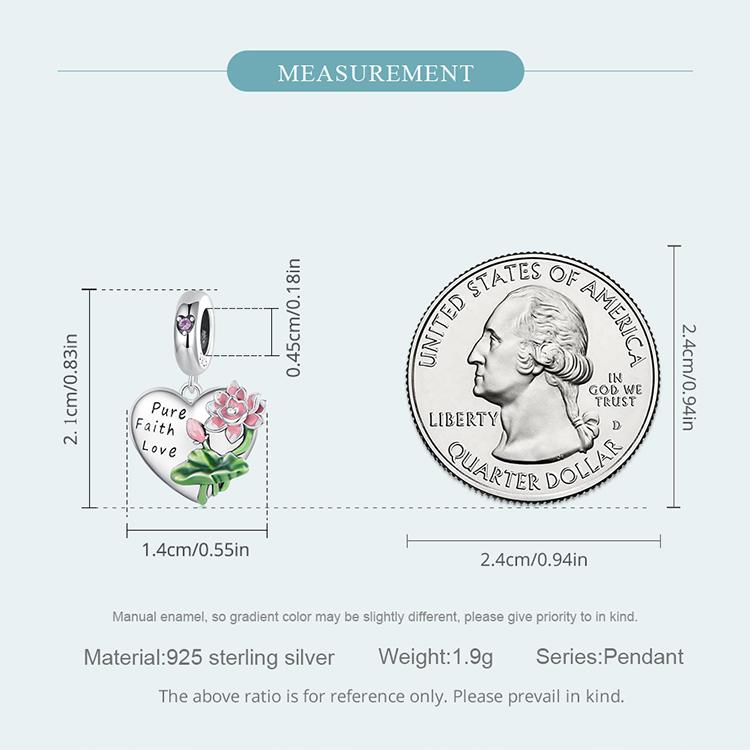 WOSTU 925 Sterling Silber Lotusblüten hängende Perle Pure, Glaube, Liebe Charms für Frauen Original Armband Armreif Halskette