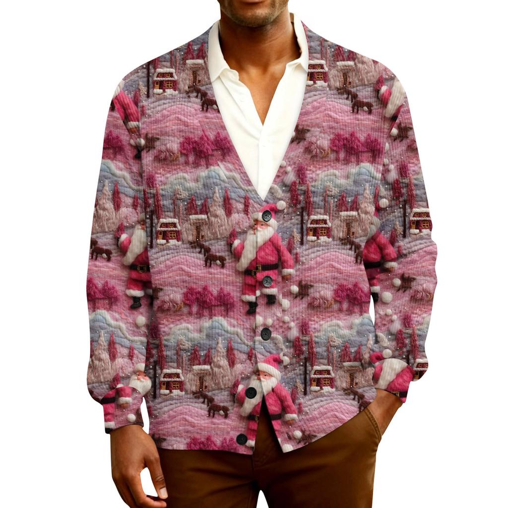 Ribbad långärmad kofta för män