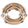 8 Inch Tambourine for Adults Pleasant Jingle Sound Hand Cranked Bell Rings Wooden Natural Color Metal Bell Sound