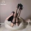 Sexy Underwear Hot Black Silk Seduction Suspenders Thin Lace Sexy Private Panties Stockings Women