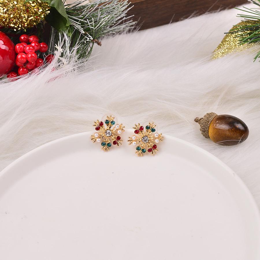 Wykwintne Europejskie i Amerykańskie Modne Kolczyki Diamentowe Choinka i Płatek Śniegu - Błyszczący Luksusowy Świąteczny Design