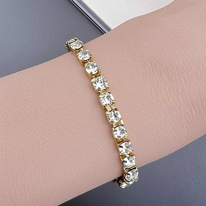 Diamond Elastic Bracelet Hip Hop Bracelet Single Row Diamond Bracelet with Simple and Versatile Style Diamond Bracelet Jewelry Zircon Bracelet
