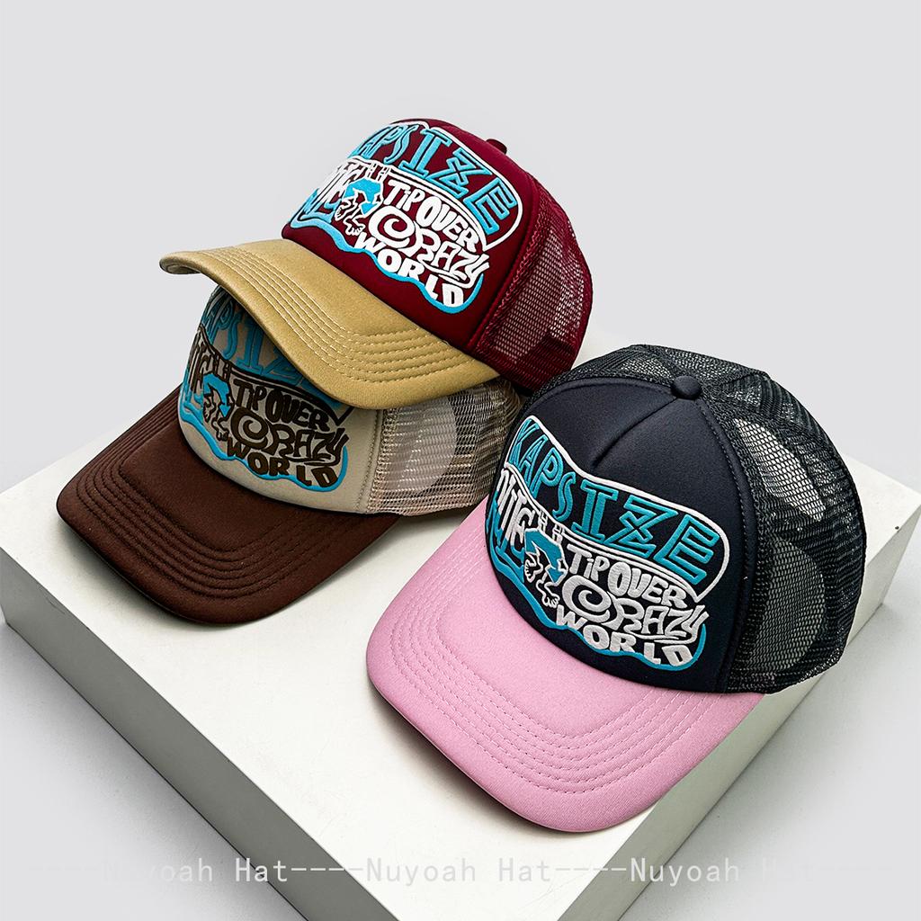 Baseball Letterings Alphabet Printed Color Contrast Blocking Style American Women Men For Neutral Gender Fresh Caps Peaked Hats Breathable