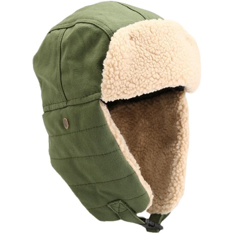 Winter Retro Korean Style Earflap Helmet, Warm Cotton Lei Feng Aviator Hat