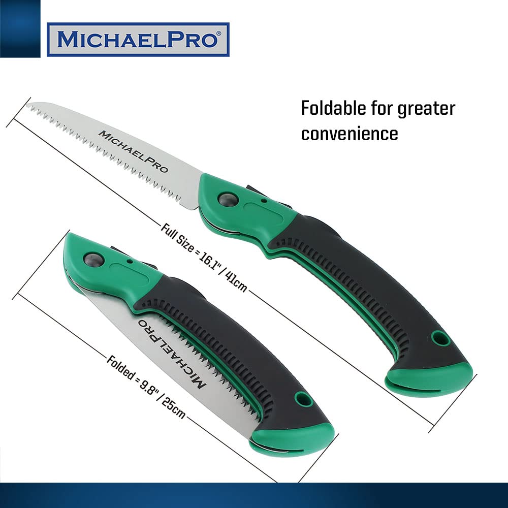 MichaelPro MP010024 Folding Hand Saw Coarse Blade Hand Saw with Grip for Tree and Wood Cutting Saw/Pruning 7-inch Non-Slip Pruning, Camping,