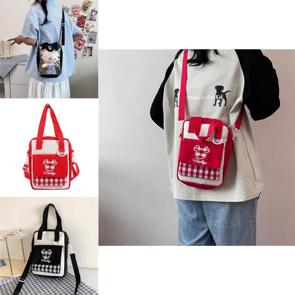 Cute Street Style Nylon Shoulder Bag For Students With Zipper Closure And Inner Pocket