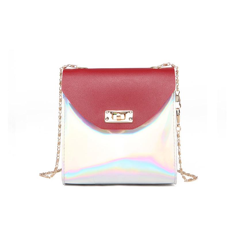 Elegant Fashion Women Mini Chain Bag With Laser Clear Design Shoulder Handbag