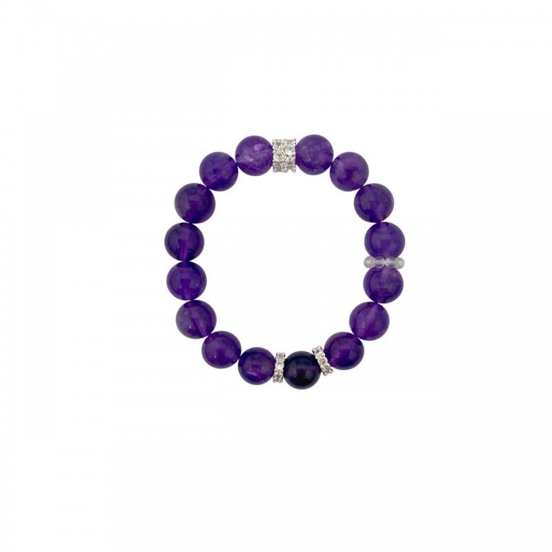 New Chinese Style Natural Citrine Beaded Bracelet Stackable Amethyst Hand Jewelry