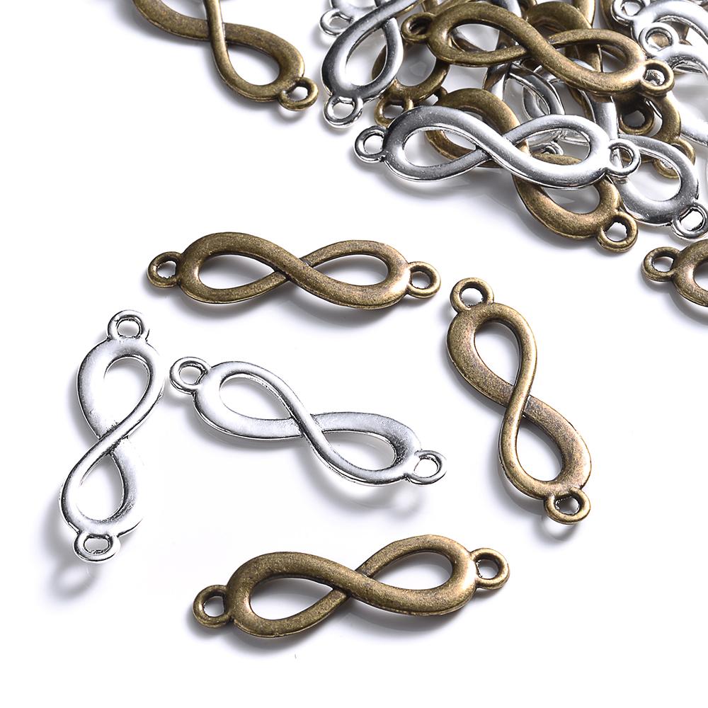 100Pcs Antique Metal Infinite Shape Beads 8 Forever Sign Spacer Beads For Jewelry Making Bracelet Necklace Findings Supplies