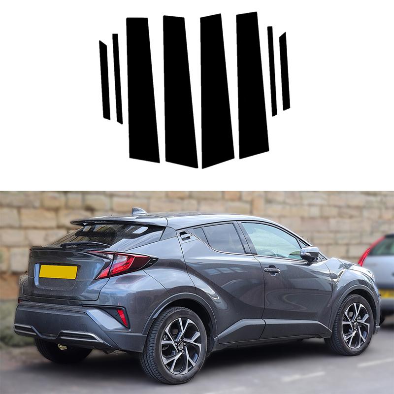 8pcs/set Car Decal Decoration For Toyota C-HR 2018 2019 2020 2021 2022 Door Window Pillar Posts Trim Molding Cover Stickers Parts